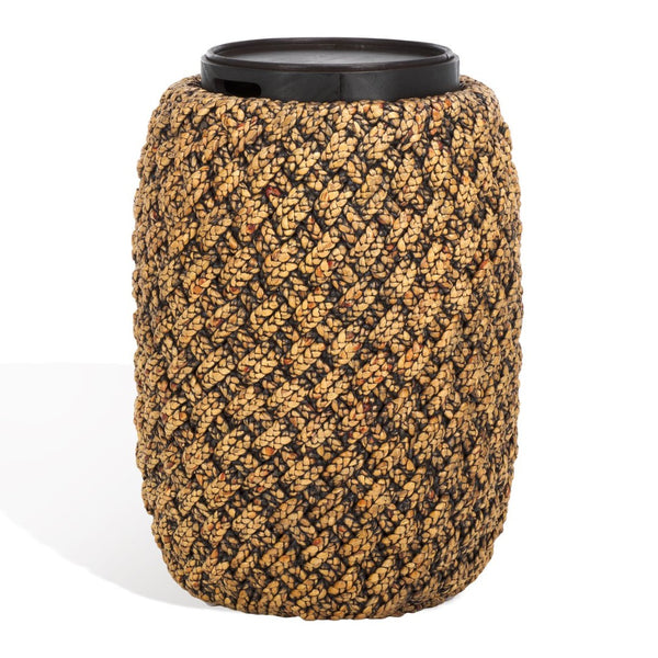 Safavieh BAYLEY Handwoven Water Hyacinth Accent Table with Lift-Top Storage | Natural & Dark Brown Charm CWK2011A