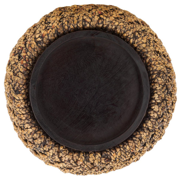 Safavieh BAYLEY Handwoven Water Hyacinth Accent Table with Lift-Top Storage | Natural & Dark Brown Charm CWK2011A