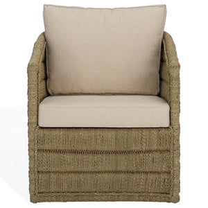 Safavieh Aikan Woven Sea Grass Accent Chair - Elegant Natural & White Design For Stylish Living Spaces Natural ,White Seagrass ,Rattan Pole ,Fabric ,Foam Cwk2017a