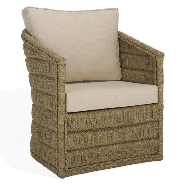 Safavieh Aikan Woven Sea Grass Accent Chair - Elegant Natural & White Design For Stylish Living Spaces Natural ,White Seagrass ,Rattan Pole ,Fabric ,Foam Cwk2017a
