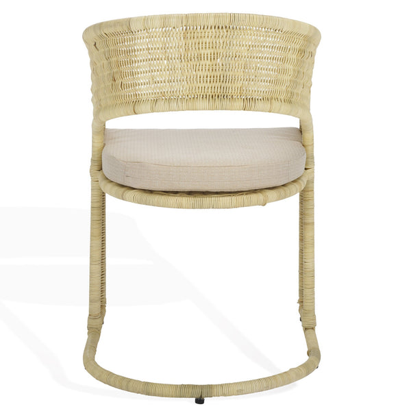 Safavieh Krystalina Rattan Dining Chair - Natural & White - Rustic Elegance Meets Modern Comfort For Your Home Natural ,White Rattan ,Iron ,Fabric ,Foam Cwk2018a