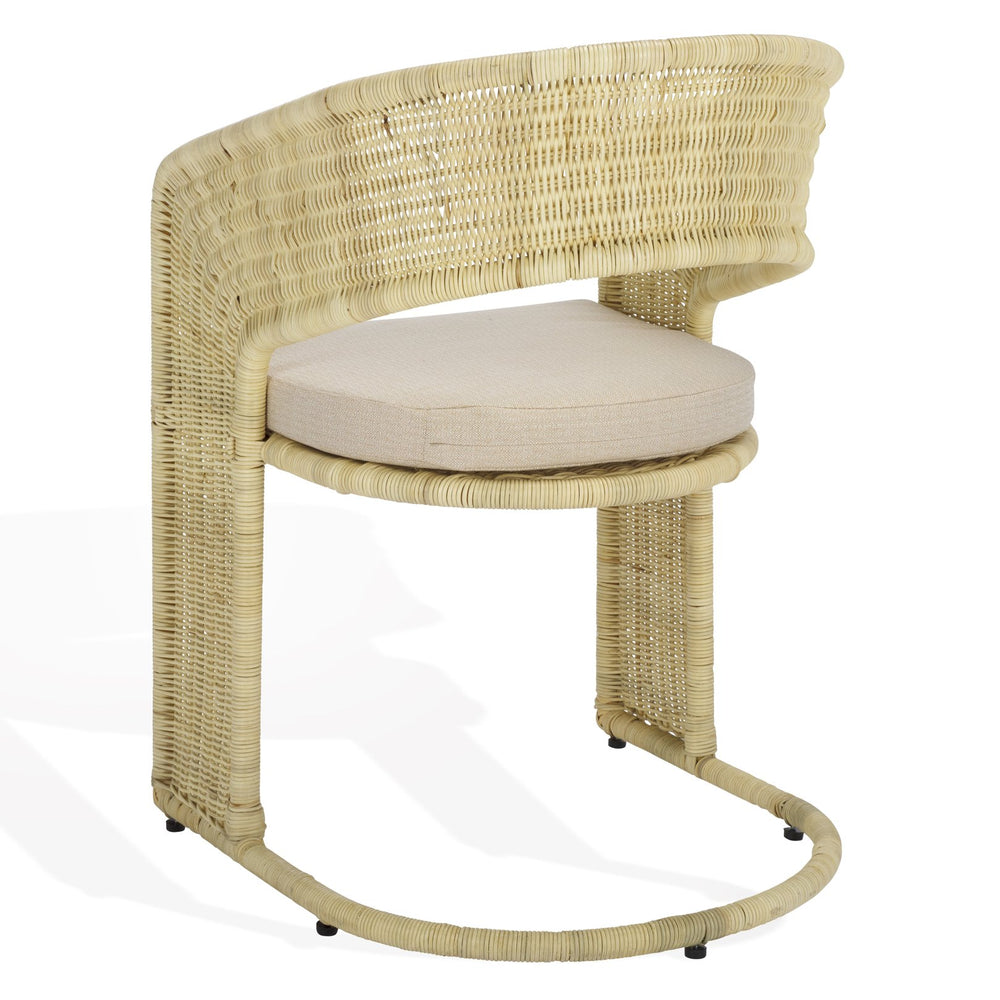 Safavieh Krystalina Rattan Dining Chair - Natural & White - Rustic Elegance Meets Modern Comfort For Your Home Natural ,White Rattan ,Iron ,Fabric ,Foam Cwk2018a