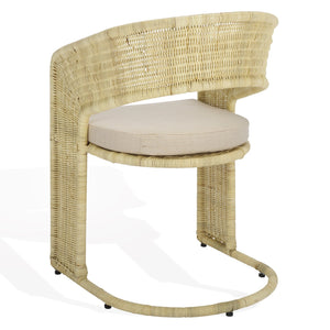 Safavieh Krystalina Rattan Dining Chair - Natural & White - Rustic Elegance Meets Modern Comfort For Your Home Natural ,White Rattan ,Iron ,Fabric ,Foam Cwk2018a