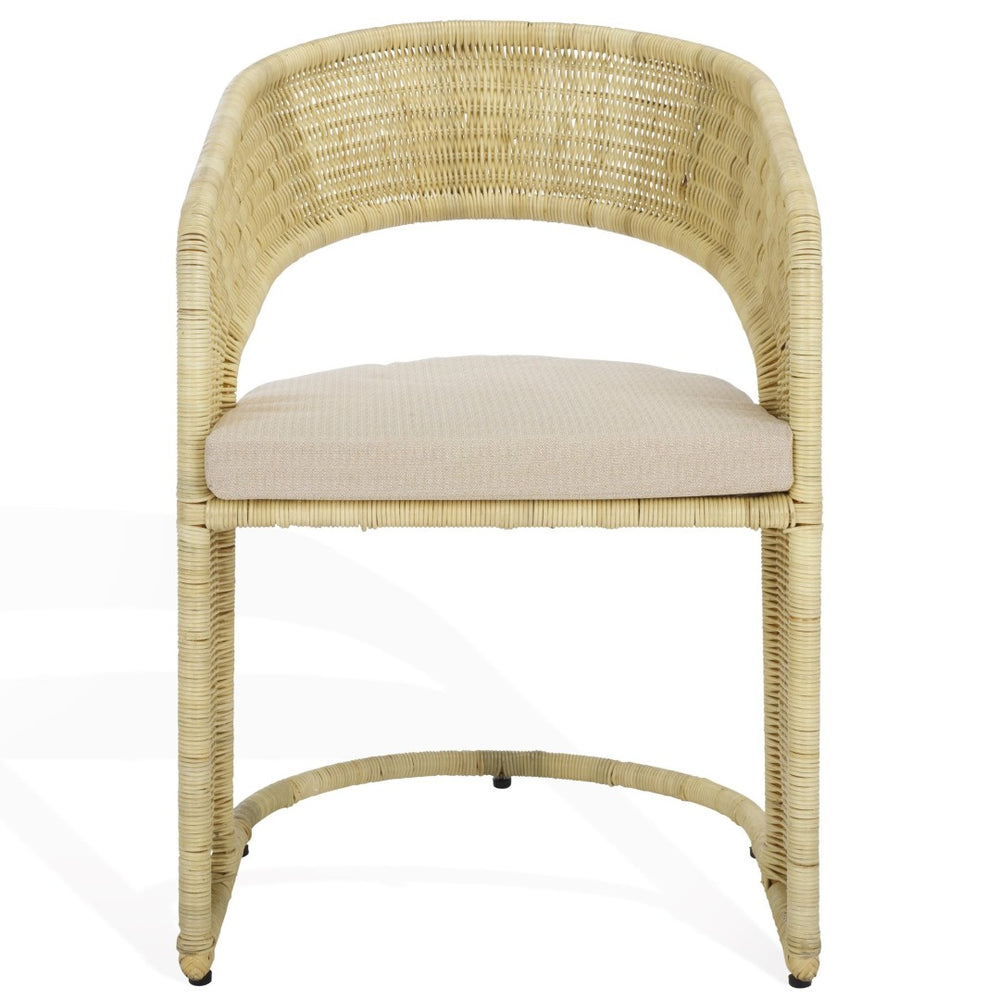 Safavieh KRYSTALINA Rattan Dining Chair - Natural & White, Stylish Comfort for Dining and Accent Spaces CWK2018A