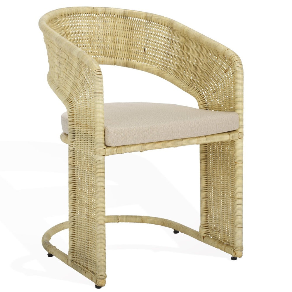 Safavieh KRYSTALINA Rattan Dining Chair - Natural & White, Stylish Comfort for Dining and Accent Spaces CWK2018A