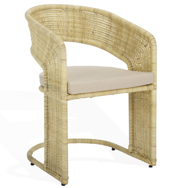 Safavieh Krystalina Rattan Dining Chair - Natural & White - Rustic Elegance Meets Modern Comfort For Your Home Natural ,White Rattan ,Iron ,Fabric ,Foam Cwk2018a