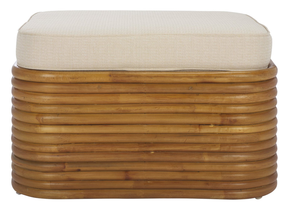 Safavieh Flanders Rattan Pole Cocktail Ottoman - Natural & White Elegance, Comfort, And Durability For Your Space Natural ,White Rattan Pole ,Fabric ,Foam Cwk2019a