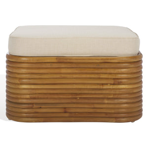 Safavieh Flanders Rattan Pole Cocktail Ottoman - Natural & White Elegance, Comfort, And Durability For Your Space Natural ,White Rattan Pole ,Fabric ,Foam Cwk2019a