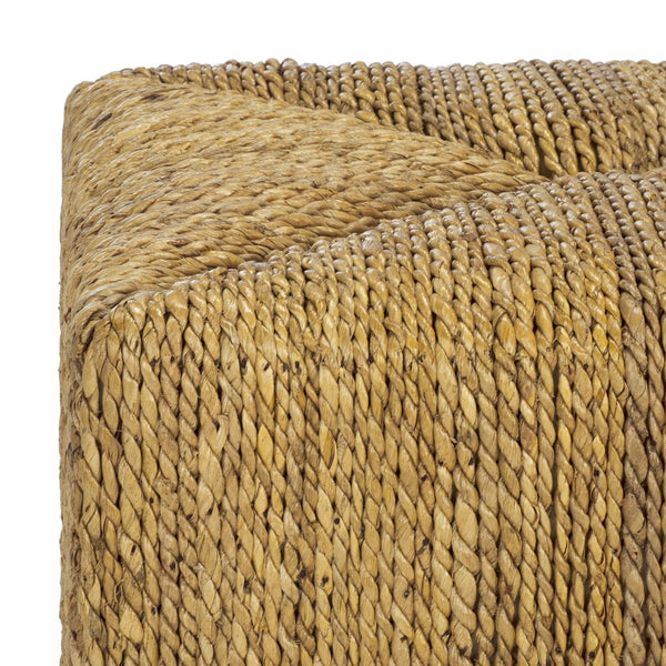 Safavieh Donnabella Woven Abaca Ottoman - Elegant Natural Décor With Customizable Touch For Your Home Natural Abaca ,Mahagony Wood Cwk2020a