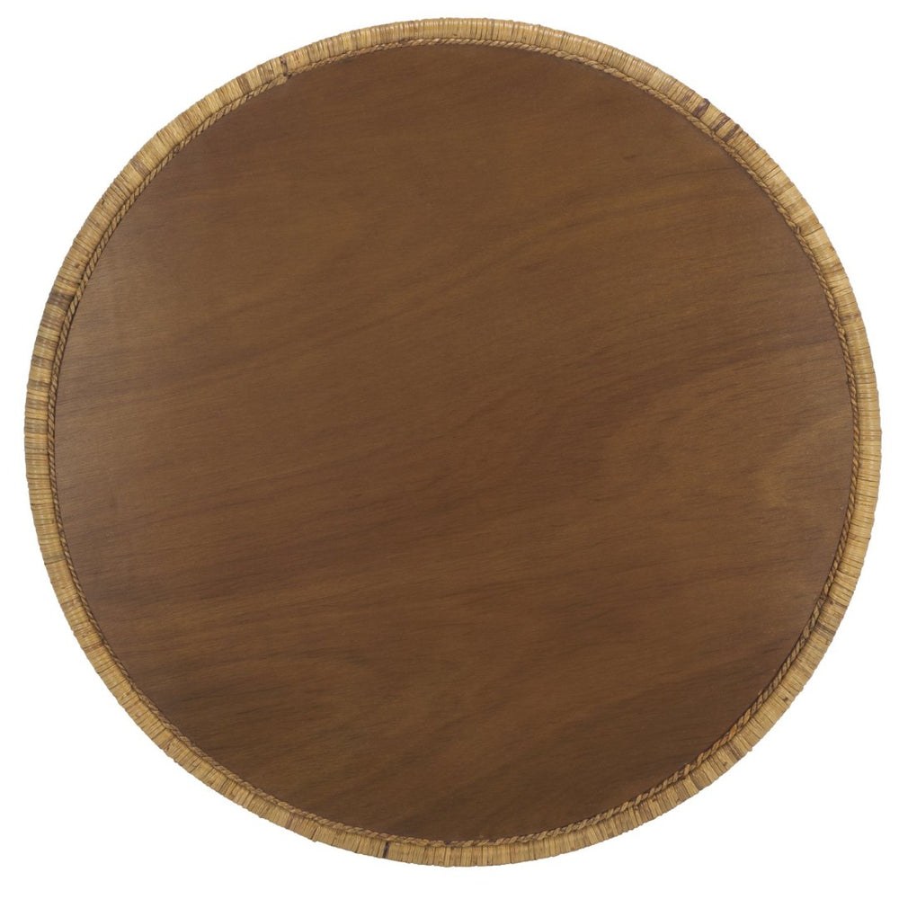 Safavieh BRAYLEN Rattan and Glass Round Coffee Table - Handcrafted Coastal Decor for Stylish Living Rooms CWK2021A