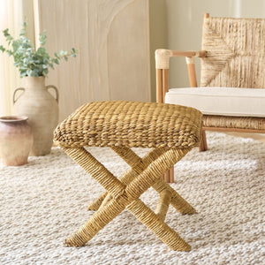 Safavieh CAPRIANNA Woven Waterhyacinth Stool - Natural Handcrafted Accent for Versatile Home Décor Use CWK2022A
