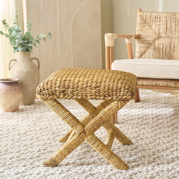 Safavieh CAPRIANNA Woven Waterhyacinth Stool - Natural Handcrafted Accent for Versatile Home Décor Use CWK2022A