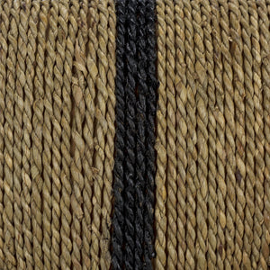 Safavieh Liatasha Woven Seagrass Ottoman - Natural & Black, Stylish Home Decor Piece For Modern Living Spaces Natural ,Black Seagrass ,Mahogany Wood Cwk2023a