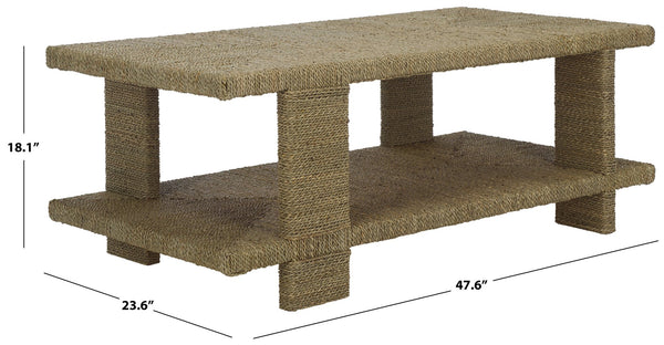 Safavieh Malta Woven Seagrass Coffee Table - Natural Elegance For Your Living Room & Unique Centerpiece Design Natural Seagrass ,Mahogany Wood Cwk2024a