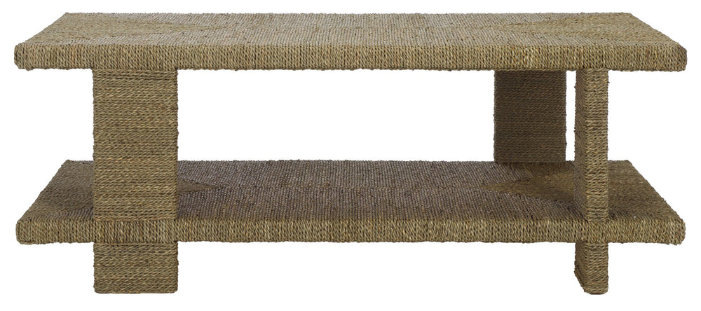 Safavieh Malta Woven Seagrass Coffee Table - Natural Elegance For Your Living Room & Unique Centerpiece Design Natural Seagrass ,Mahogany Wood Cwk2024a