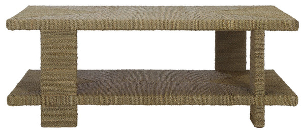 Safavieh Malta Woven Seagrass Coffee Table - Natural Elegance For Your Living Room & Unique Centerpiece Design Natural Seagrass ,Mahogany Wood Cwk2024a