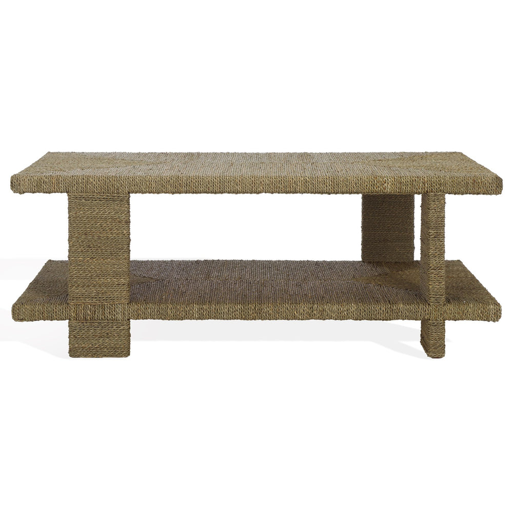 Safavieh Malta Woven Seagrass Coffee Table - Natural Elegance For Your Living Room & Unique Centerpiece Design Natural Seagrass ,Mahogany Wood Cwk2024a