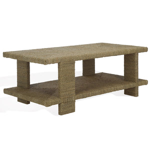 Safavieh Malta Woven Seagrass Coffee Table - Natural Elegance For Your Living Room & Unique Centerpiece Design Natural Seagrass ,Mahogany Wood Cwk2024a
