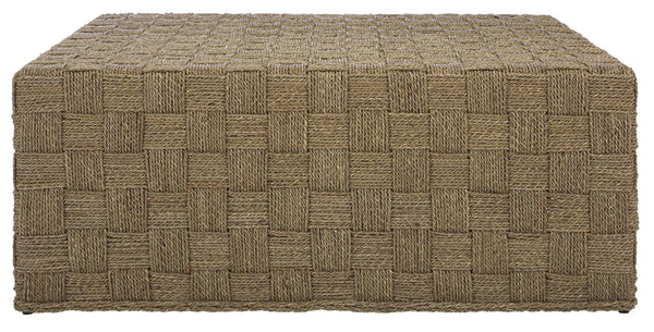 Safavieh Norabelle Square Woven Seagrass Coffee Table In Natural - Elegant Design For Modern & Classic Spaces Natural Seagrass ,Mahogany Wood Cwk2025a