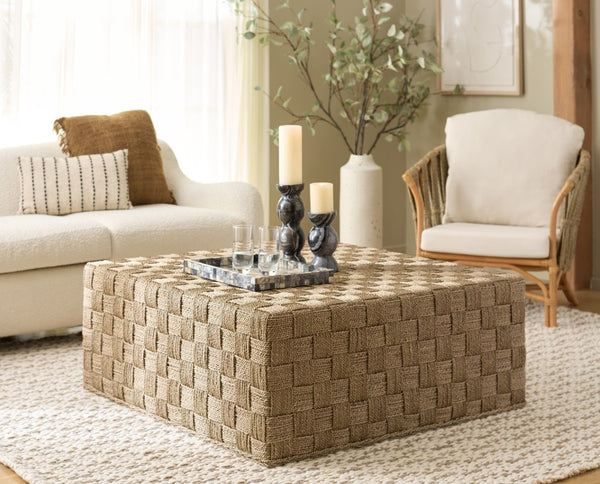 Safavieh NORABELLE Square Woven Seagrass Coffee Table - Natural Elegance for Modern and Classic Interiors CWK2025A