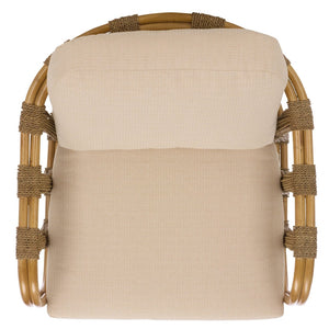 Safavieh PENNYLYN Seagrass Accent Chair - Elegant Walnut Frame & White Upholstery for Stylish Interiors CWK2026A