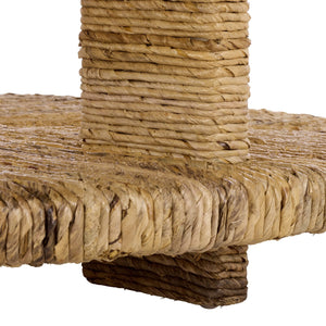 Rolando Abaca Round Coffee Table — Handwoven Texture, Solid Wood Frame, Coastal-Boho Accent Piece