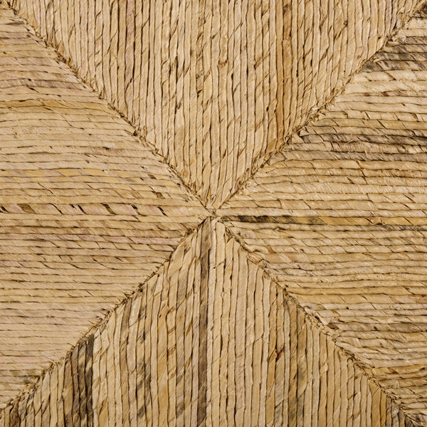 Rolando Abaca Round Coffee Table — Handwoven Texture, Solid Wood Frame, Coastal-Boho Accent Piece