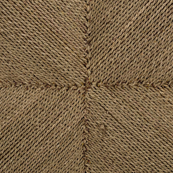 Malta Woven Seagrass Square Ottoman — Handcrafted Sustainable Wood Frame, Coastal Rustic Accent Seat