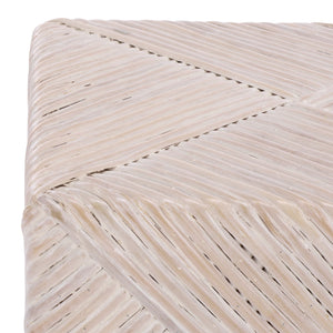 Wynrose Handwoven Split Rattan Ottoman — Coastal-Boho Accent Seat & Footrest With Wood Frame