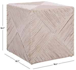 Wynrose Handwoven Split Rattan Ottoman — Coastal-Boho Accent Seat & Footrest With Wood Frame