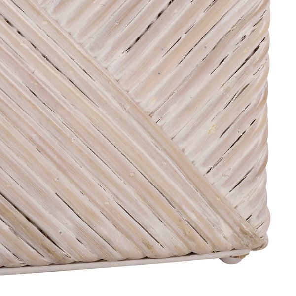 Wynrose Handwoven Split Rattan Ottoman — Coastal-Boho Accent Seat & Footrest With Wood Frame