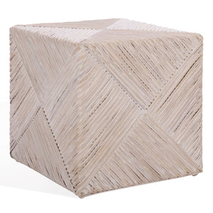 Wynrose Handwoven Split Rattan Ottoman — Coastal-Boho Accent Seat & Footrest With Wood Frame