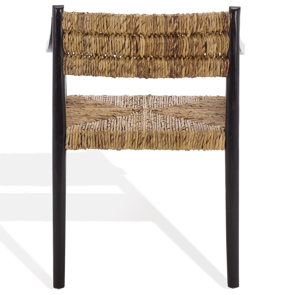Kona Woven Abaca Dining Chair With Matte Wood Frame, Ergonomic Support, Coastal Modern Accent Seat