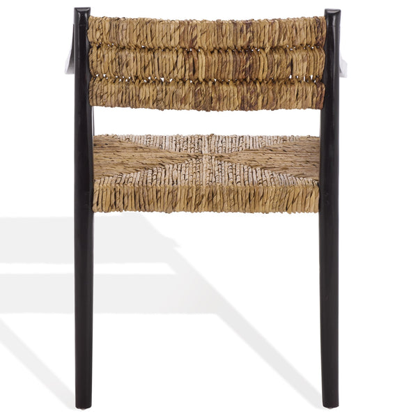 Kona Woven Abaca Dining Chair With Matte Wood Frame, Ergonomic Support, Coastal Modern Accent Seat
