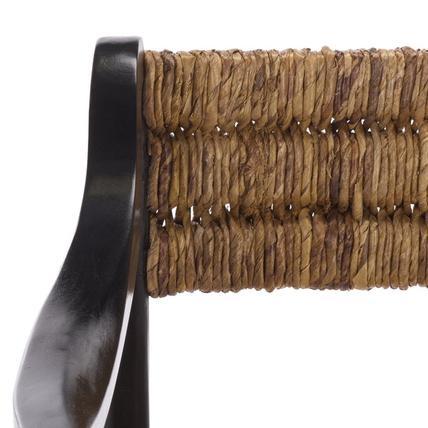 Kona Woven Abaca Dining Chair With Matte Wood Frame, Ergonomic Support, Coastal Modern Accent Seat