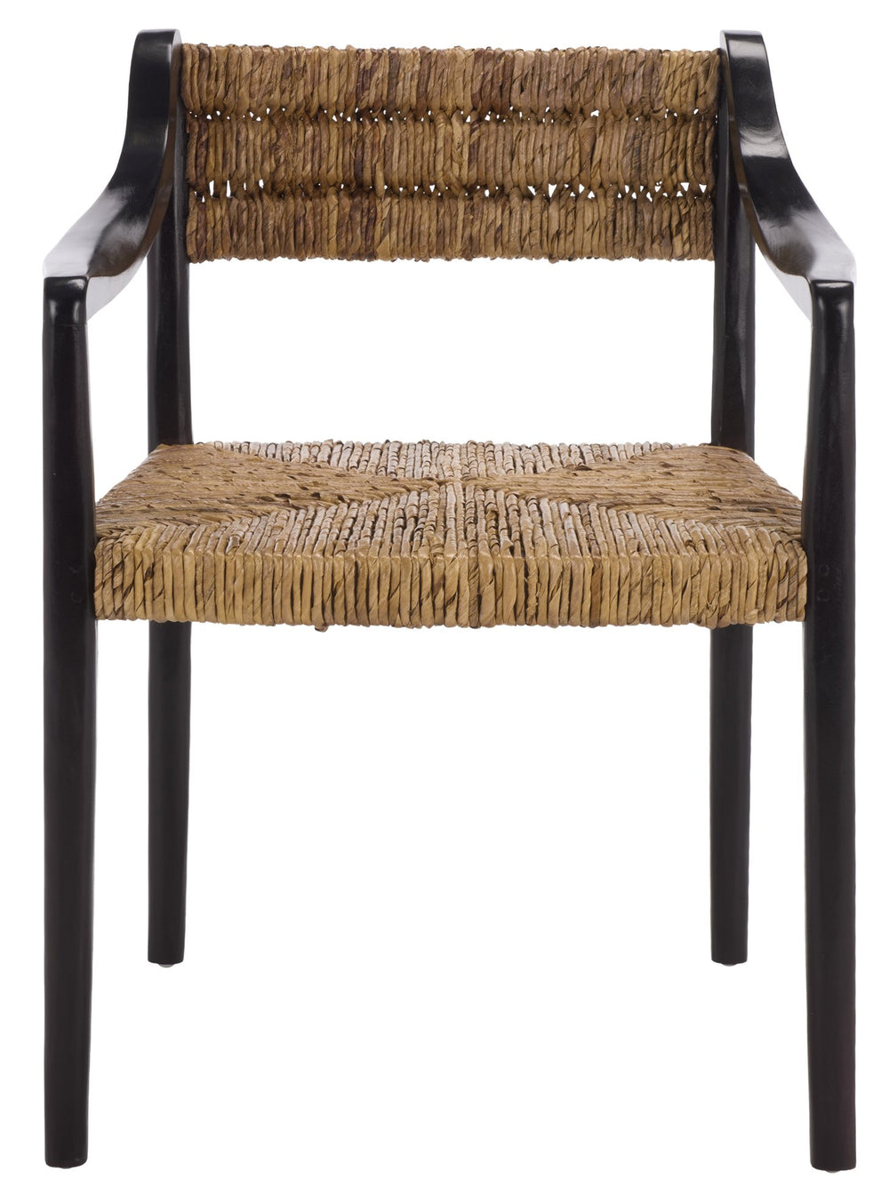 Kona Woven Abaca Dining Chair With Matte Wood Frame, Ergonomic Support, Coastal Modern Accent Seat