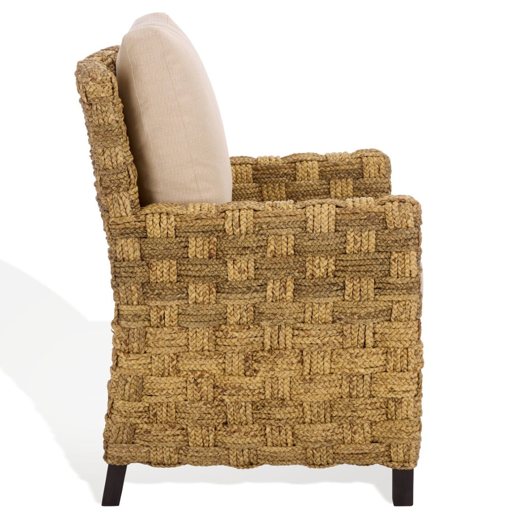 Safavieh GREGORY Tall Woven Water Hyacinth Accent Chair - Coastal Elegance in Natural Beige for Any Space CWK2031A