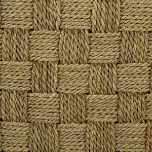 Norabelle Woven Seagrass Square Ottoman With Solid Wood Frame—Coastal Boho Accent Seat & Footrest