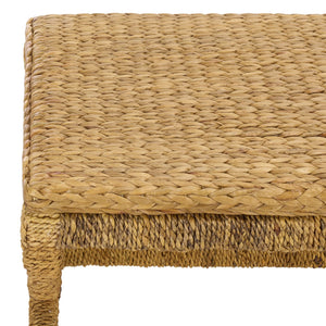 Larysa Handcrafted Abaca & Water Hyacinth Coffee Table — Rustic Modern Texture, Durable Wood Core