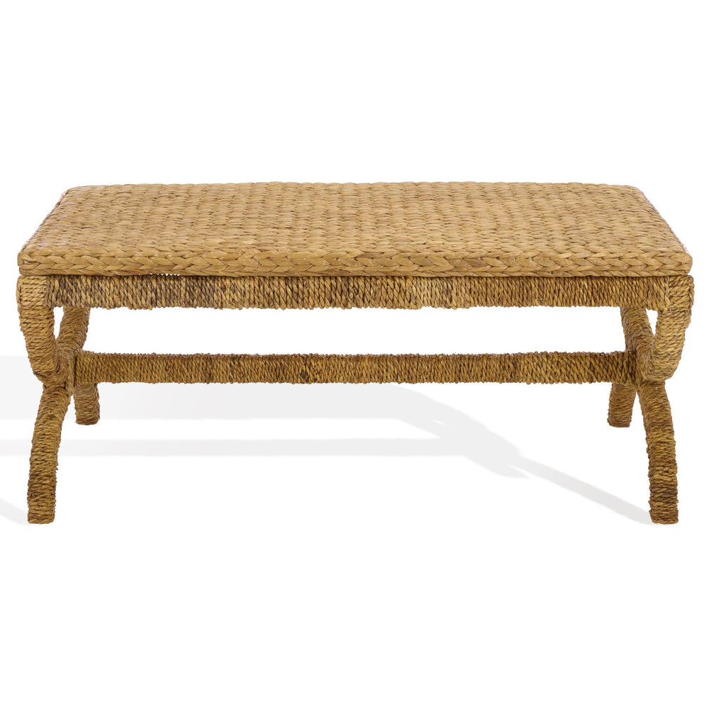 Larysa Handcrafted Abaca & Water Hyacinth Coffee Table — Rustic Modern Texture, Durable Wood Core