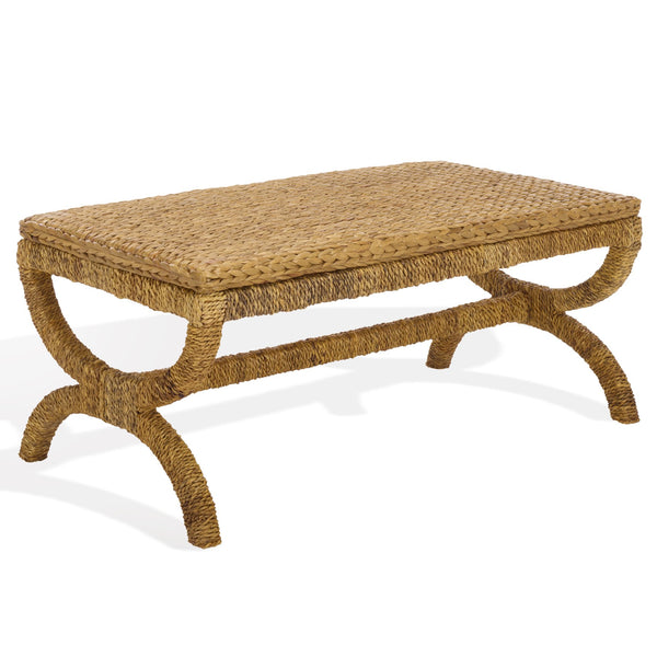 Larysa Handcrafted Abaca & Water Hyacinth Coffee Table — Rustic Modern Texture, Durable Wood Core