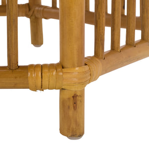 Frederica Rattan Pole And Seagrass Coffee Table — Handwoven Coastal-Boho Centerpiece, 33.8" Square, Lightweight Durable