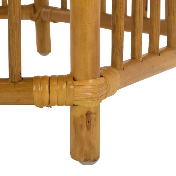 Frederica Rattan Pole And Seagrass Coffee Table — Handwoven Coastal-Boho Centerpiece, 33.8" Square, Lightweight Durable