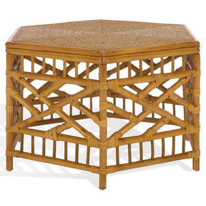 Frederica Rattan Pole And Seagrass Coffee Table — Handwoven Coastal-Boho Centerpiece, 33.8" Square, Lightweight Durable