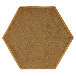 Frederica Rattan Pole And Seagrass Coffee Table — Handwoven Coastal-Boho Centerpiece, 33.8" Square, Lightweight Durable