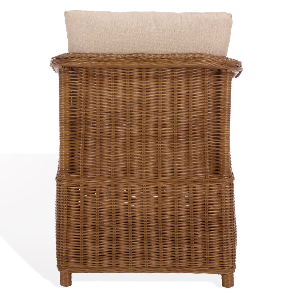 Nikolina Rattan Accent Chair With Supportive Foam Cushion — Lightweight, Textured Coastal Boho Seating