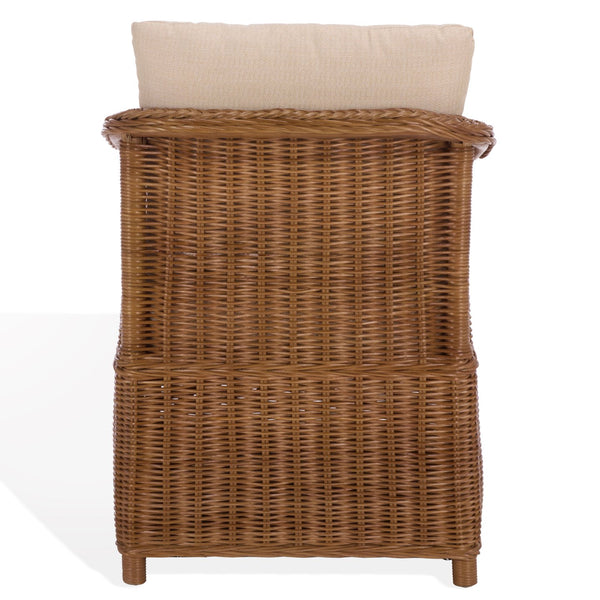 Nikolina Rattan Accent Chair With Supportive Foam Cushion — Lightweight, Textured Coastal Boho Seating