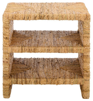 Safavieh Fowler Abaca Fiber Two Shelf Accent Table Natural Woven Boho Coastal Decor CWK2039A