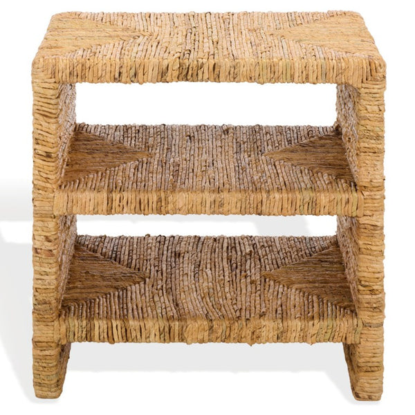 Safavieh Fowler Abaca Fiber Two Shelf Accent Table Natural Woven Boho Coastal Decor CWK2039A