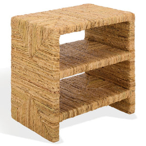 Safavieh Fowler Abaca Fiber Two Shelf Accent Table Natural Woven Boho Coastal Decor CWK2039A